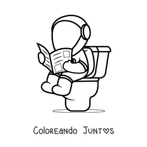 Imagen para colorear de un astronauta animado sentado en la poceta leyendo