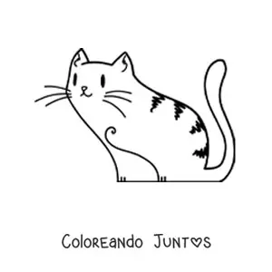 Imagen para colorear de un gato kawaii sentado