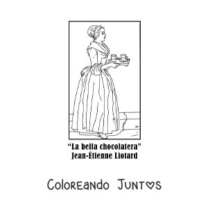 Imagen para colorear de La bella chocolatera de Jean-Étienne Liotard