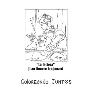 Imagen para colorear de La Lectora de Jean Honoré Fragonard