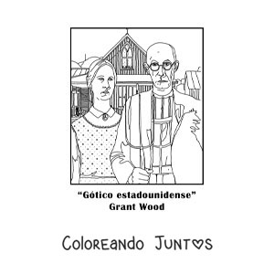Imagen para colorear de Gótico estadounidense de Grant Wood