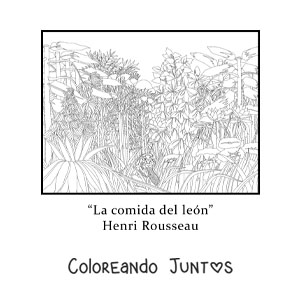 Imagen para colorear de La Comida del león de Henri Rousseau