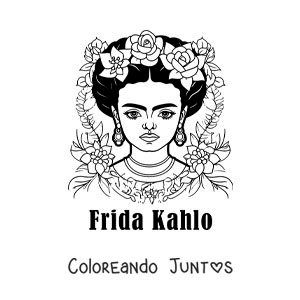 Imagen para colorear de una caricatura de frida kahlo