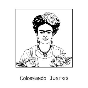 Imagen para colorear de retrato de frida kahlo