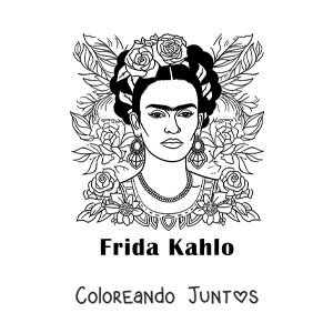 Imagen para colorear de un cuadro de frida kahlo