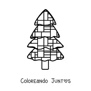 Imagen para colorear de árbol al estilo de Piet Mondrian para niños