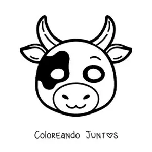 Imagen para colorear de máscara de vaca fácil para niños