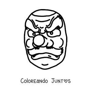 Imagen para colorear de máscara japonesa Tengu