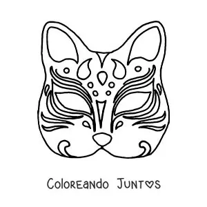 Imagen para colorear de antifaz japonés de gato