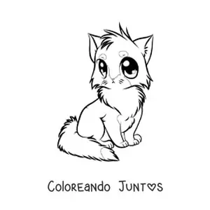 Imagen para colorear de un gato animado estilo anime sentado