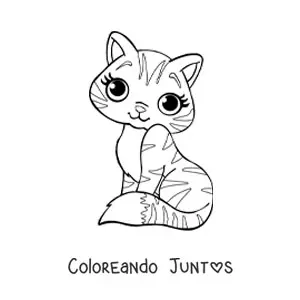 Imagen para colorear de un gato animado sentado
