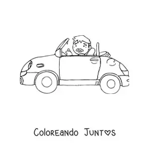 Imagen para colorear de un abuelo moderno conduciendo un auto