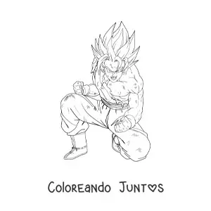 Imagen para colorear de Goku arrodillado en estado de Ultra instinto