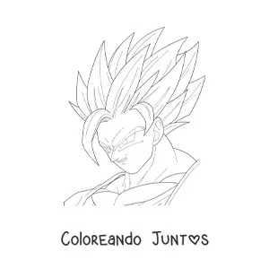 Imagen para colorear de la cara de Goku en modo Super Saiyajin