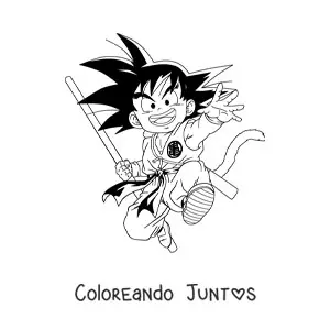 Imagen para colorear de Goku niño saltando