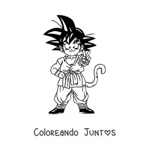 Imagen para colorear de Goku niño posando sonriente