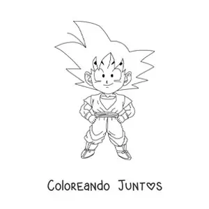 Imagen para colorear de Goku niño kawaii
