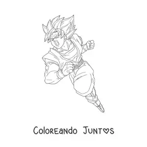 Imagen para colorear de Goku atacando en modo Super Saiyajin blue
