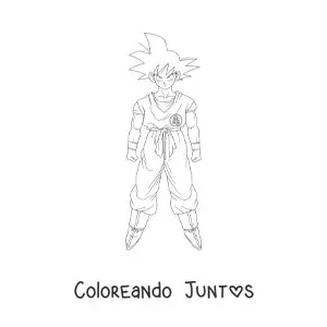 Imagen para colorear de Goku de pie de frente