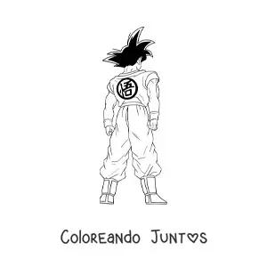 Imagen para colorear de Goku de pie de espaldas