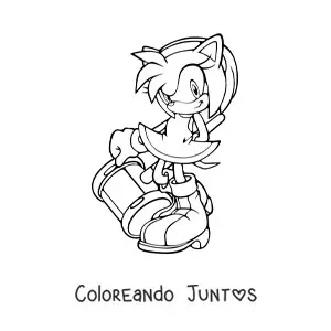Imagen para colorear de Amy de Sonic con un martillo