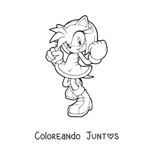 Imagen para colorear de Amy de Sonic en pose de lucha