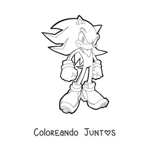 Imagen para colorear de Shadow de Sonic en pose de lucha