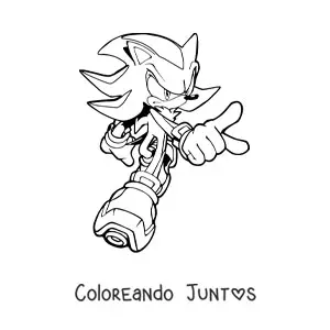 Imagen para colorear de Shadow de Sonic señalando hacia adelante