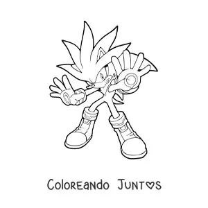Imagen para colorear de Silver de Sonic con las manos al frente