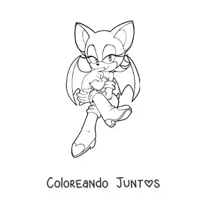 Imagen para colorear de Rouge de Sonic sentada con piernas cruzadas