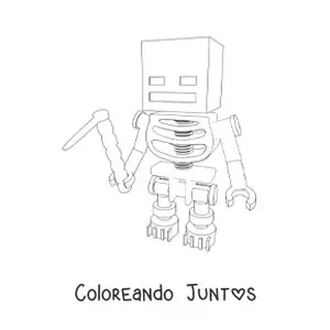 Imagen para colorear de un esqueleto de Minecraft