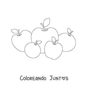 Imagen para colorear de cinco manzanas