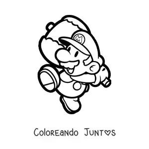 Imagen para colorear de Paper Mario sujetando un martillo