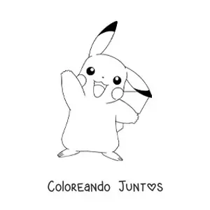 Imagen para colorear del pokémon Pikachu saludando
