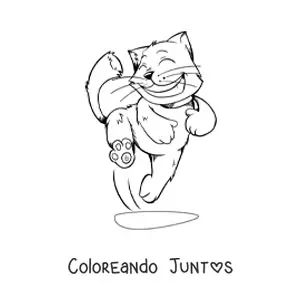 Imagen para colorear de un gato animado saltando