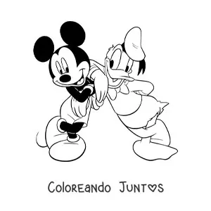 Imagen para colorear de Mickey junto a Donald