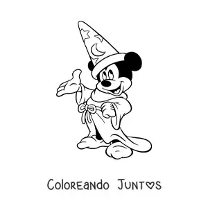 Imagen para colorear de Mickey vestido de hechicero