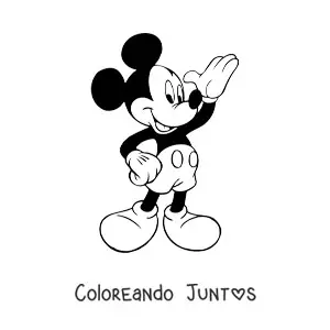 Imagen para colorear de Mickey saludando alegre