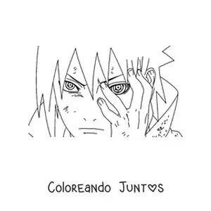 Imagen para colorear de la cara de Sasuke con el Rinnegan
