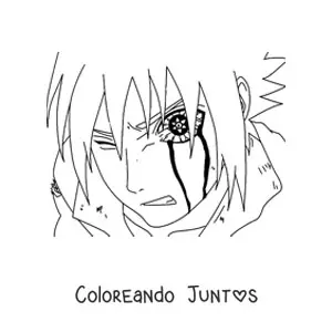 Imagen para colorear del rostro de Sasuke con el Sharingan