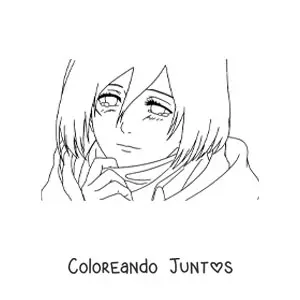 Imagen para colorear de la cara de Mikasa de Attack On Titan