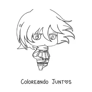 Imagen para colorear de Mikasa de Attack On Titan estilo chibi