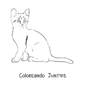 Imagen para colorear de un gato realista sentado