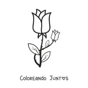 Imagen para colorear de dos rosas con espinas