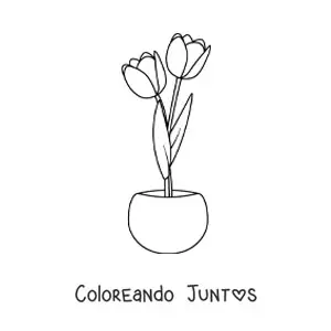 Imagen para colorear de dos tulipanes en una maceta