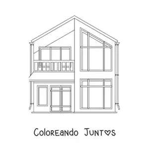 Imagen para colorear de una casa de dos pisos