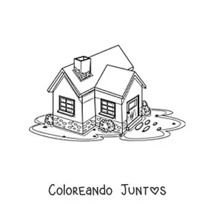 Imagen para colorear de una casa con chimenea