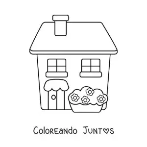 Imagen para colorear de una casa sencilla con una chimenea