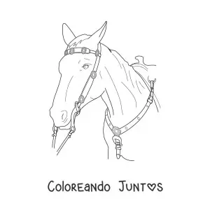Imagen para colorear de una cabeza de caballo con las riendas puestas