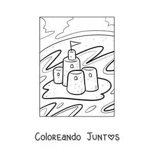 Imagen para colorear de las torres de un castillo de arena